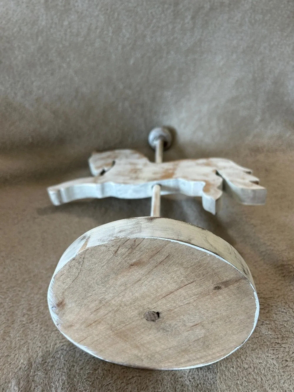 Jewelry Holder Shabby Chic Wooden Carousel Horse Decor - White Wash